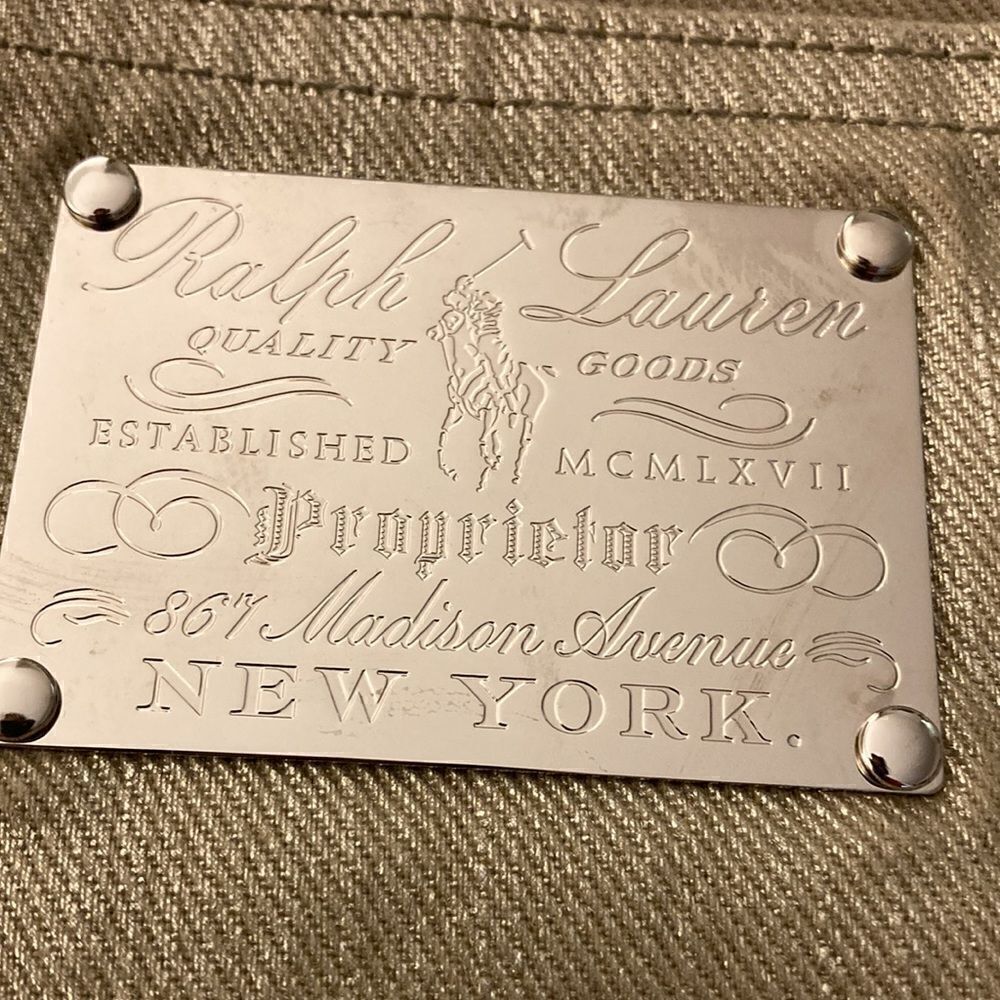 Ralph Lauren Collection 380 NWOT Metallic Mercury Gold Slim Bootcut Jeans. - Picture 4 of 8